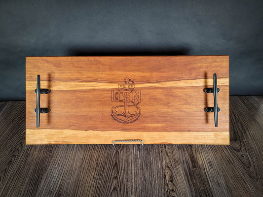 Laser Engraved USN Charcuterie Tray