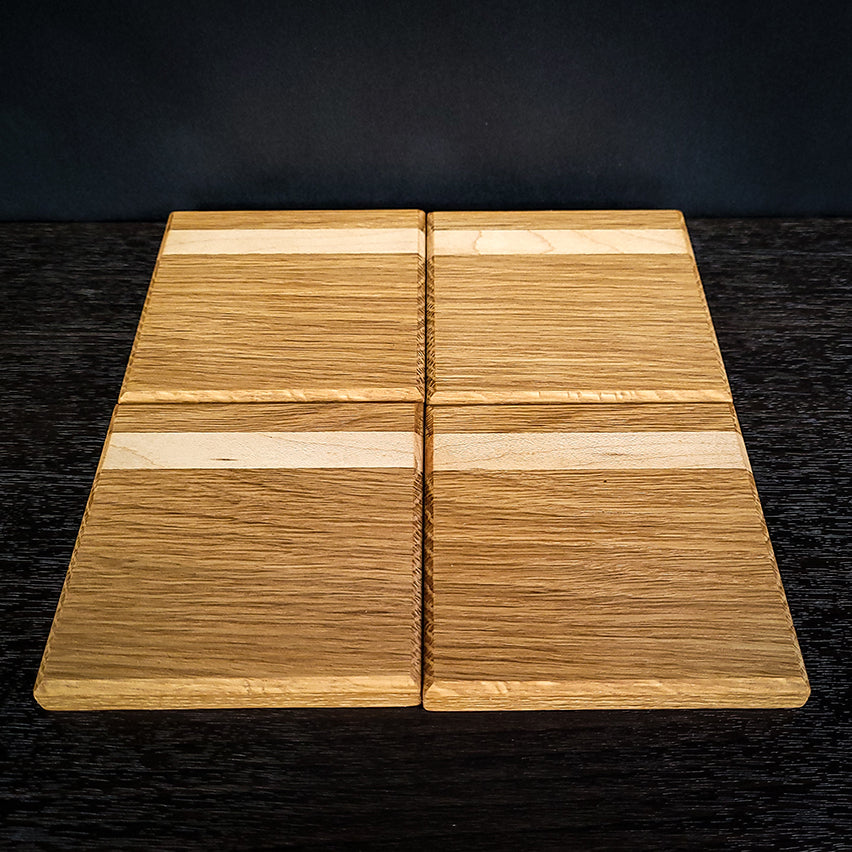 Maple and Monkey Pod Wooden Coaster Set