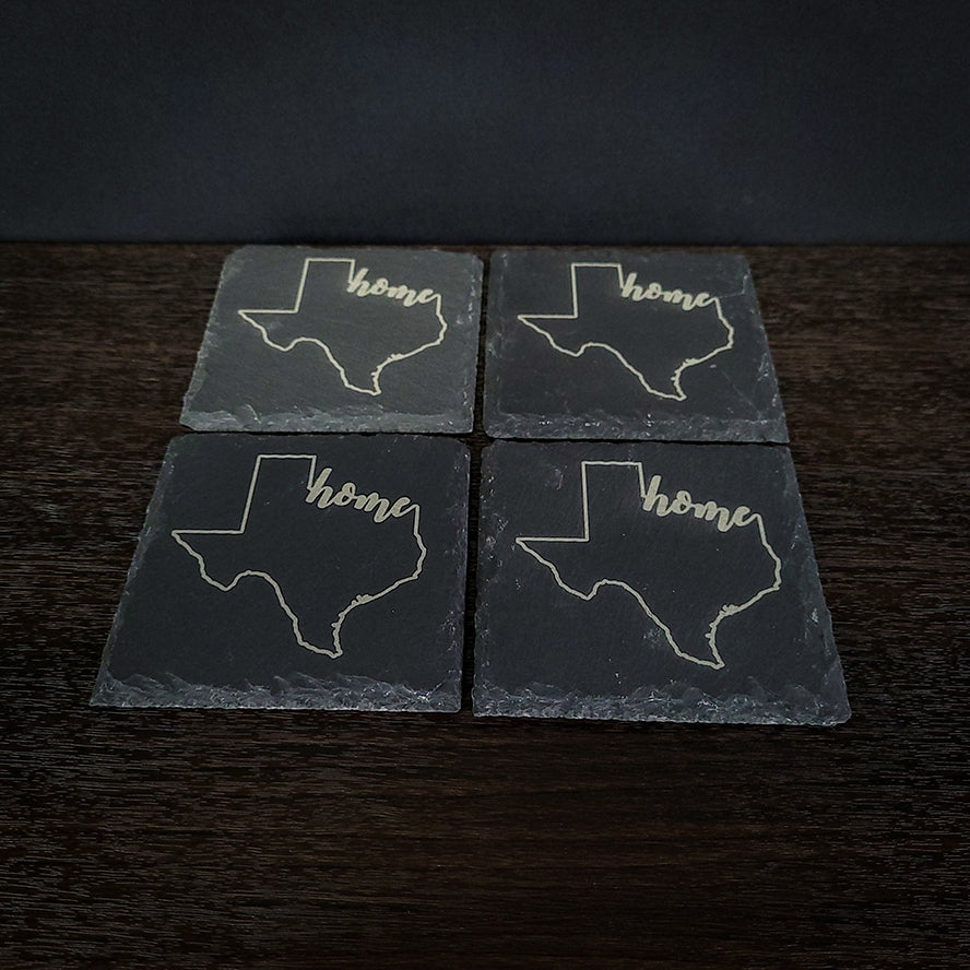 Texas Home Laser Engraved Slate Coaster Set